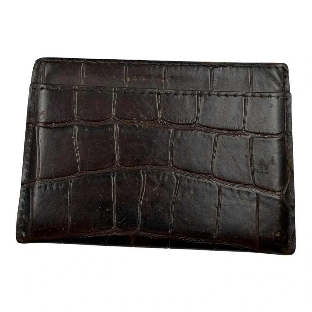 Dries Van Noten Mens Brown Croc Embossed Leather Card Holder Wallet BM26/872